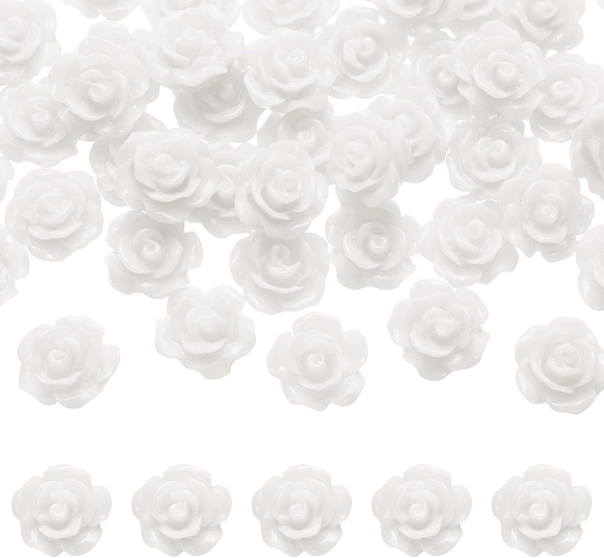 Kralen, 10 mm platte bloemencharme ondoorzichtig gesneden rozenkralen zonder gat voor doe-het-zelf sieraden maken nagels zonnebrillen schoenen haarspeld