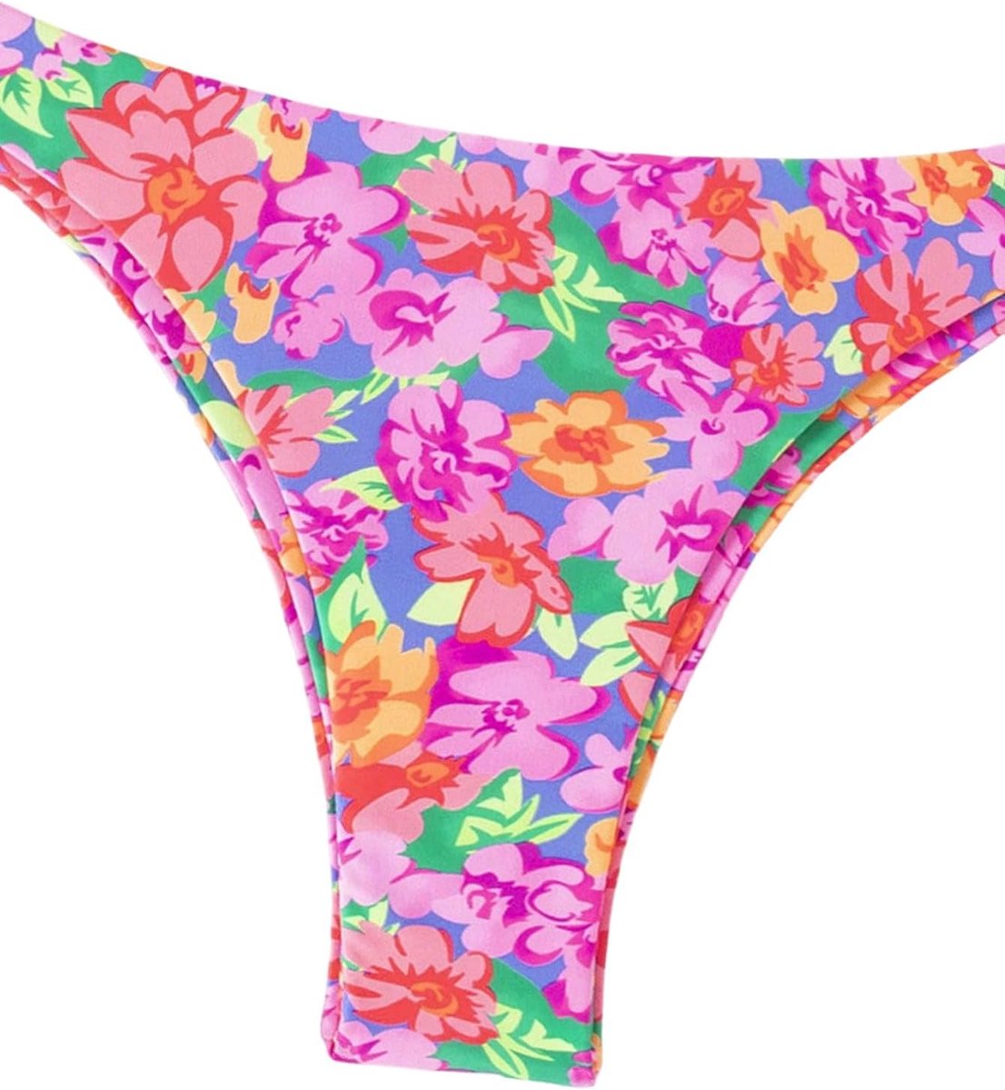Dames bikiniset 2-delige halterbikini bovendeel met bloemenpatroon driehoekige bikini strandmode rugvrij badmode