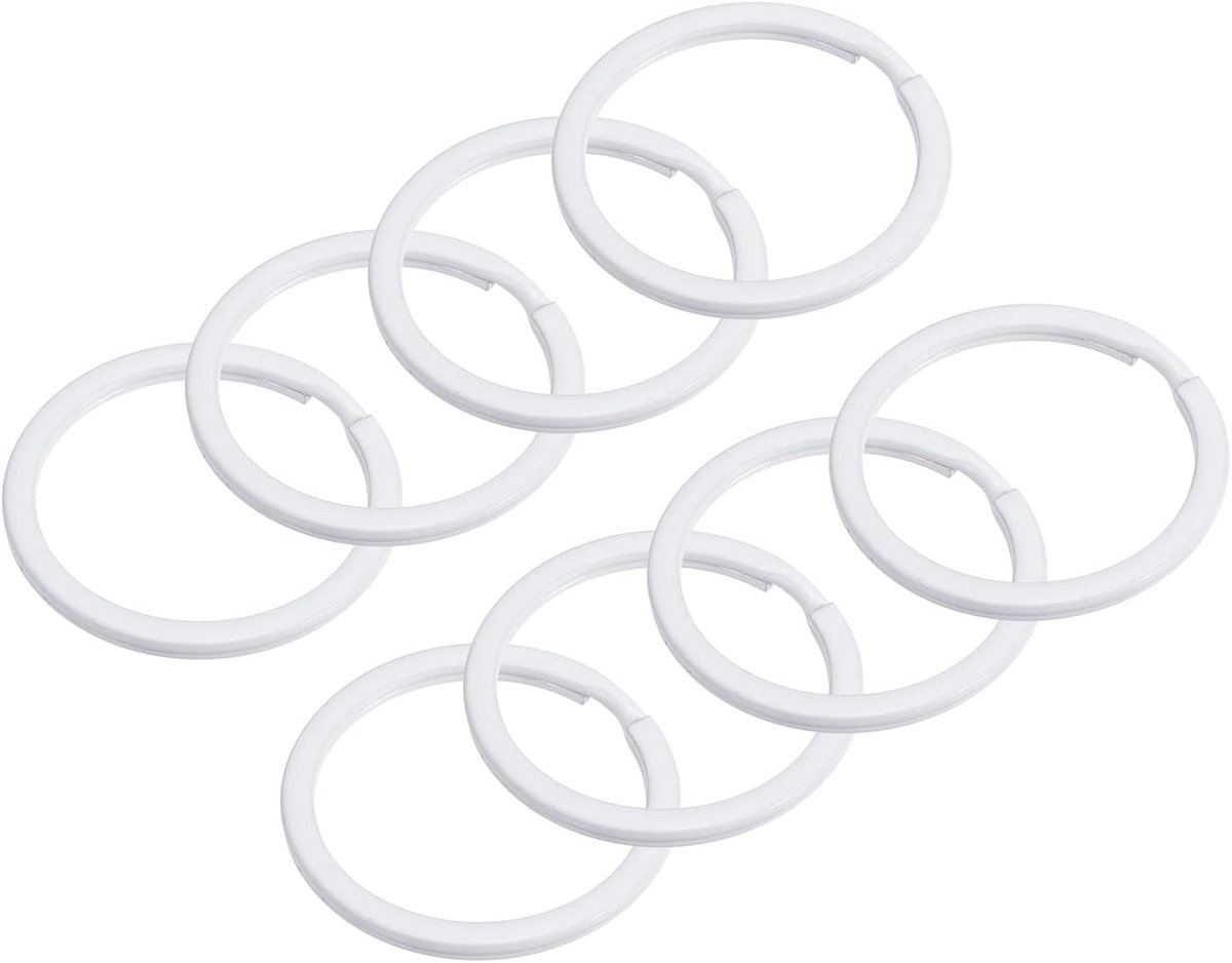 Sourcing map 8 stuks gesplitste sleutelhanger ring 30mm/1,2"rond plat sleutelhouder wit