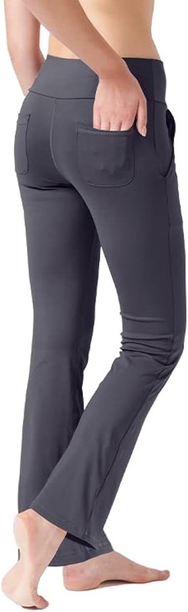 Yogabroek Voor Dames Met 4 zakken Hoge Taille Werkbroek 4-way Stretch Tummy Control Lange Flare Broek