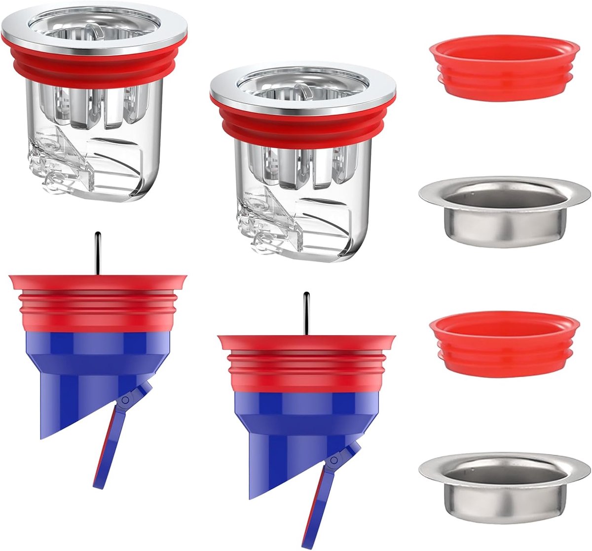 4 stuks geurafvoer, vloerafvoer, geurstop douche, afvoer terugslagklep, proof vloerafvoer voor riool voor balkon, keuken, wastafel, douche en wasmachine