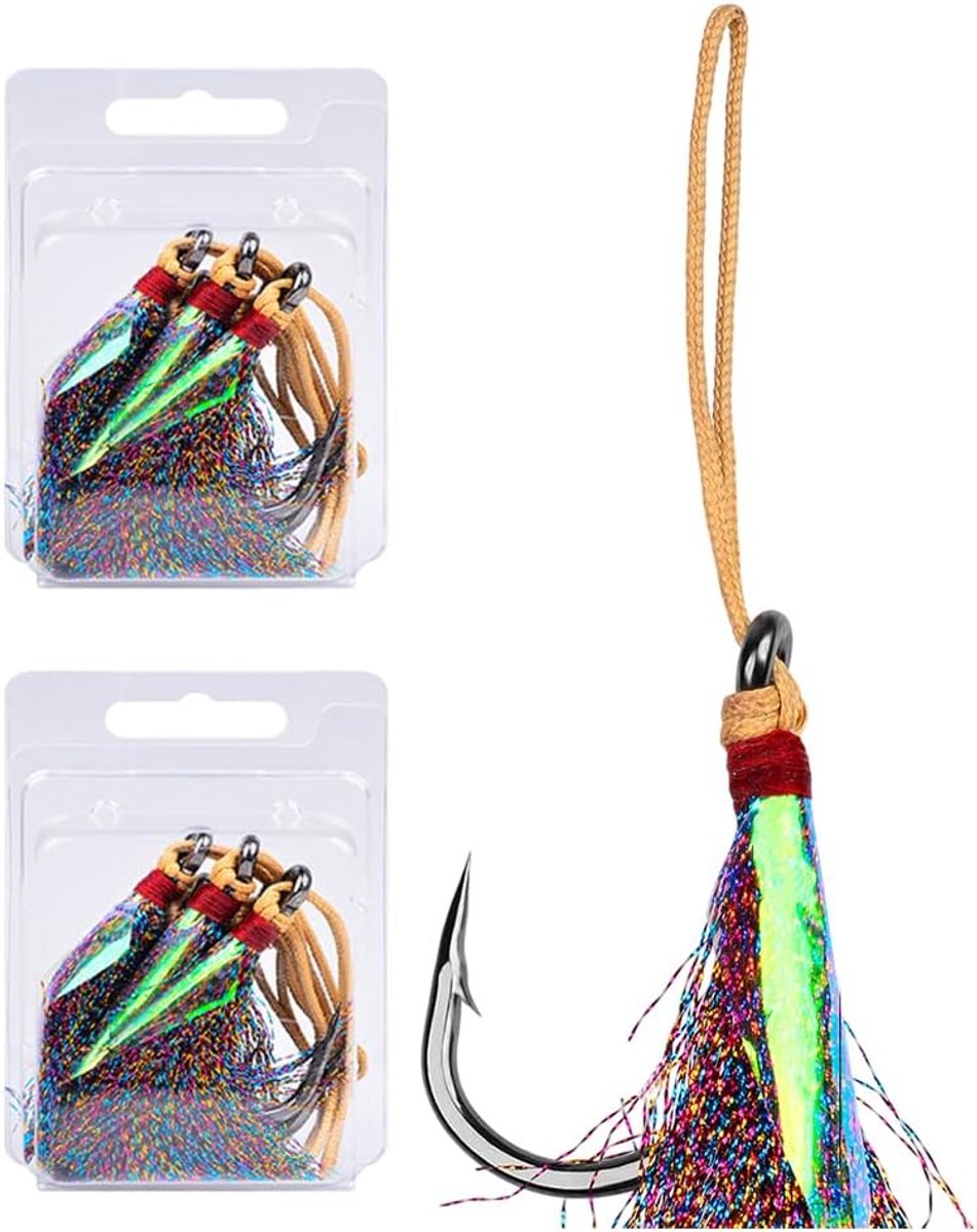 Haken,2 STKS Prikkeldraad Ontwerp Bucktail Flash Teasers Hoog Koolstofstaal voor Boot Shore Trolling Casting Vissen