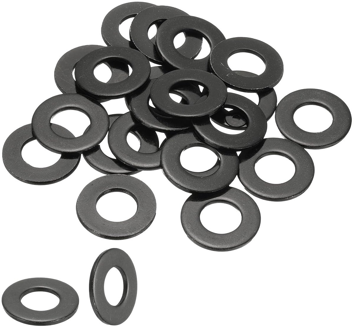 1/2 platte sluitringen 9/16 inch ID x 1 inch OD, 20 stuks 304 roestvrij staal zwarte metalen schijven elektrisch gelakt platte afstandafdichting voor schroeven en bouten, zwart