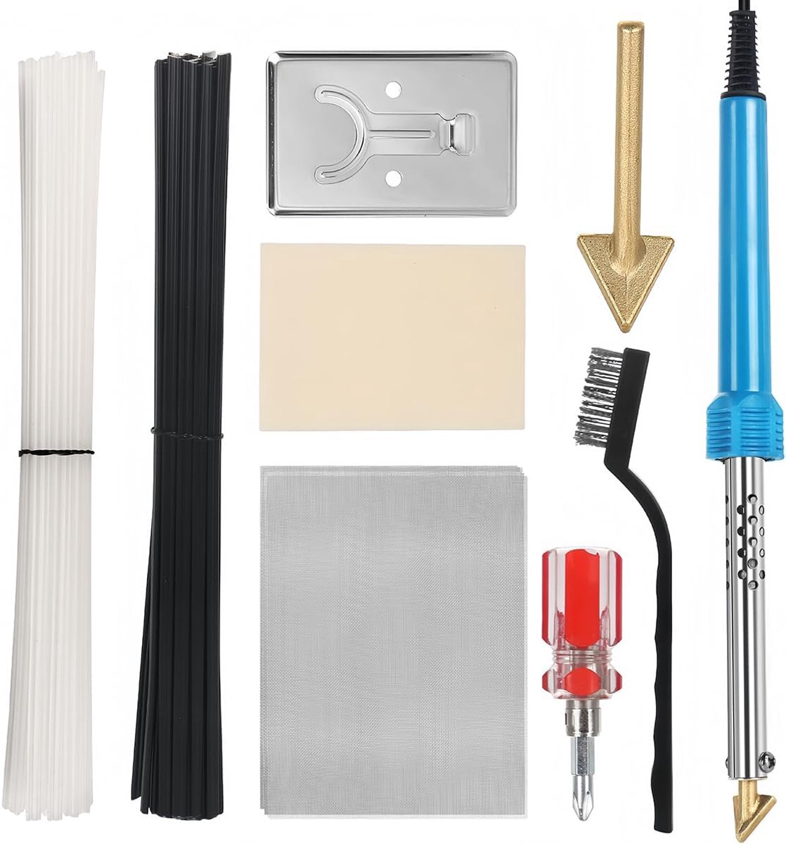 1 set kunststof lasmachine, met staven, verstevigingsstof en staalborstel, voor autobumper, dashboard en bootreparatie