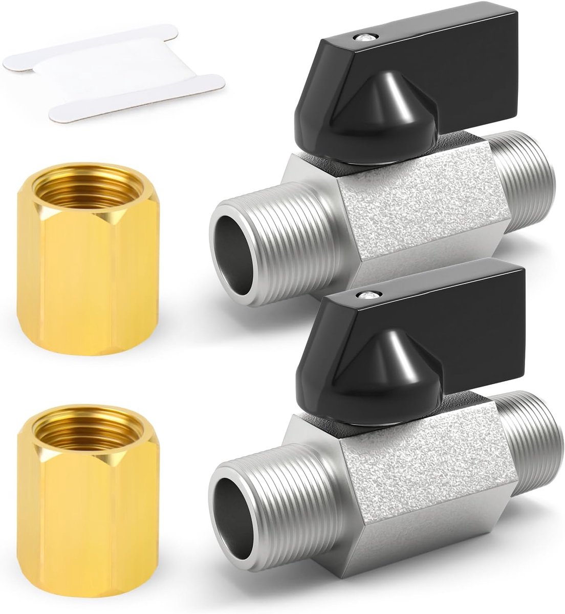 2 stuks 1/2" vrouwelijk x 1/2" mannelijk zware plicht vernikkelde koperen kogelkraan afsluitschakelaar