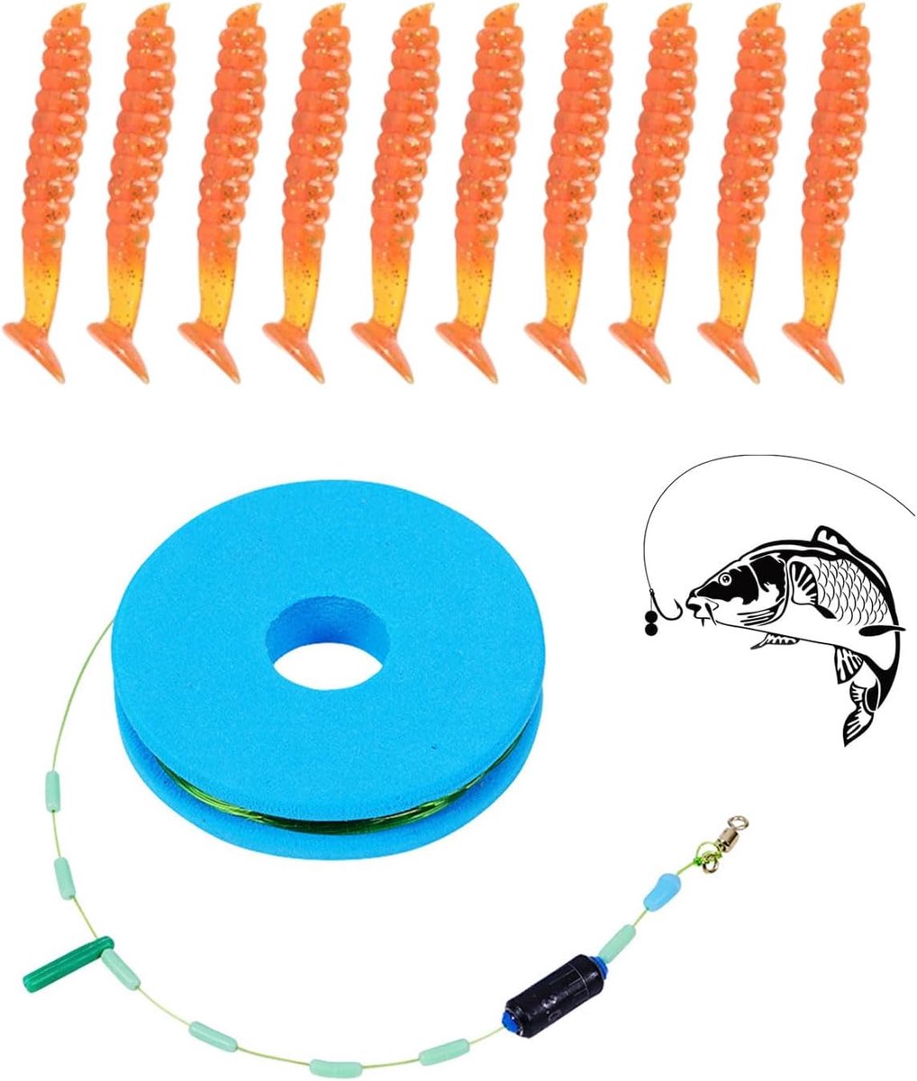10 stuks - forelaas imitatie Bee Maggot 4,5 cm - rubberen aas voor het vissen op forel - ftalaatvrij, drijvend rubberen aas, troutenaas, geurend