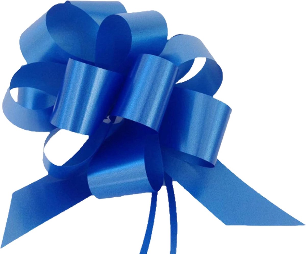 Grote strik, blauw, 50 stuks, 5 cm band, lengte 150 cm, diameter strik 16 cm, voor autoantenne, autospiegel, eindexamenbal, bruiloft, feesten, feesten