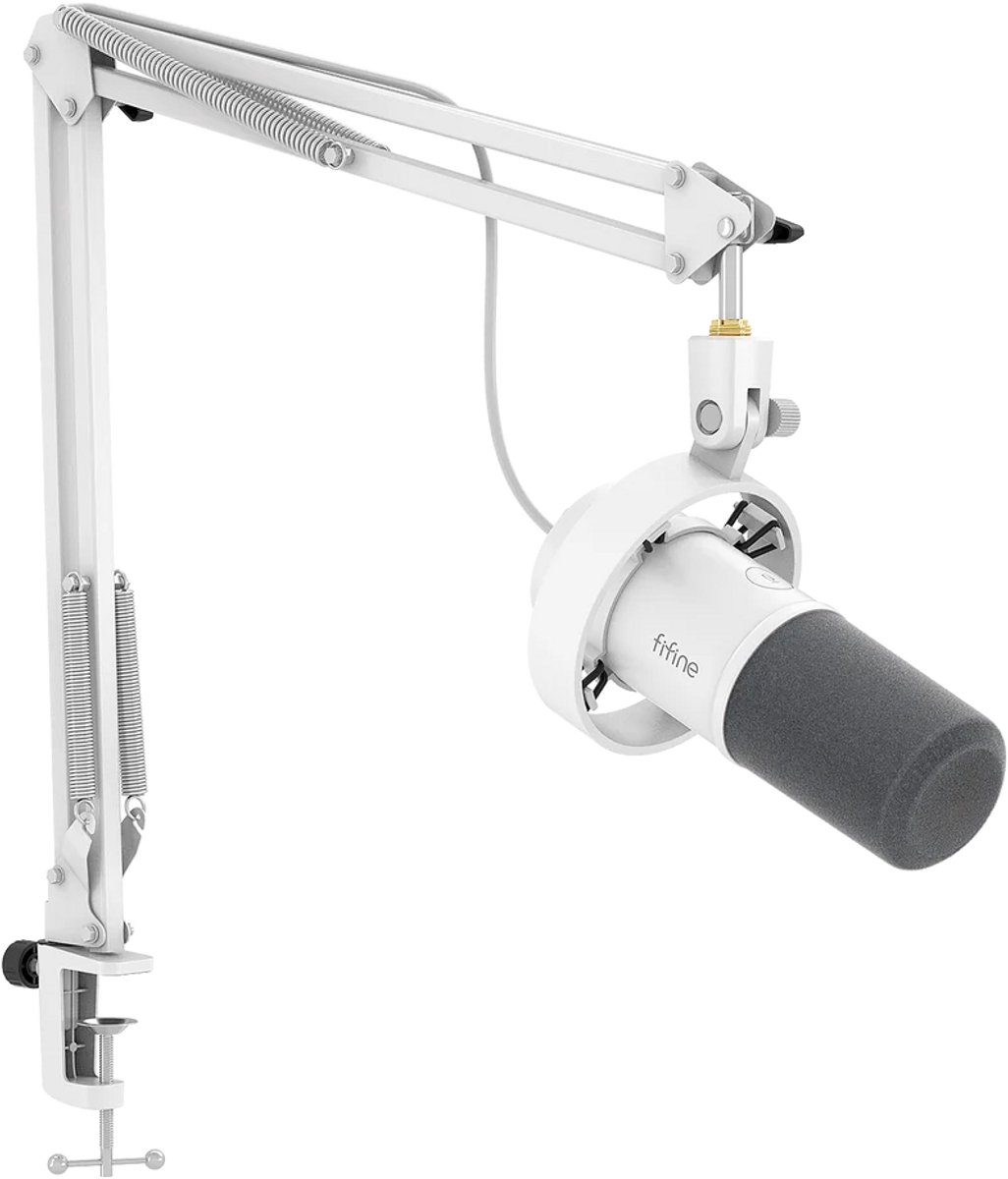 FIFINE K688CT - Wit - USB / XLR - Dynamische Microfoon - Met Boom Arm - Streaming - Podcasting - Gaming - Geschikt voor PS4 / PS5 / PC - Wit