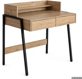 Computertafel Bureau FLUX / Industrieel / Artisan Eiken / 78 cm / 2 Lades / 1 Plank / Zwarte Poten