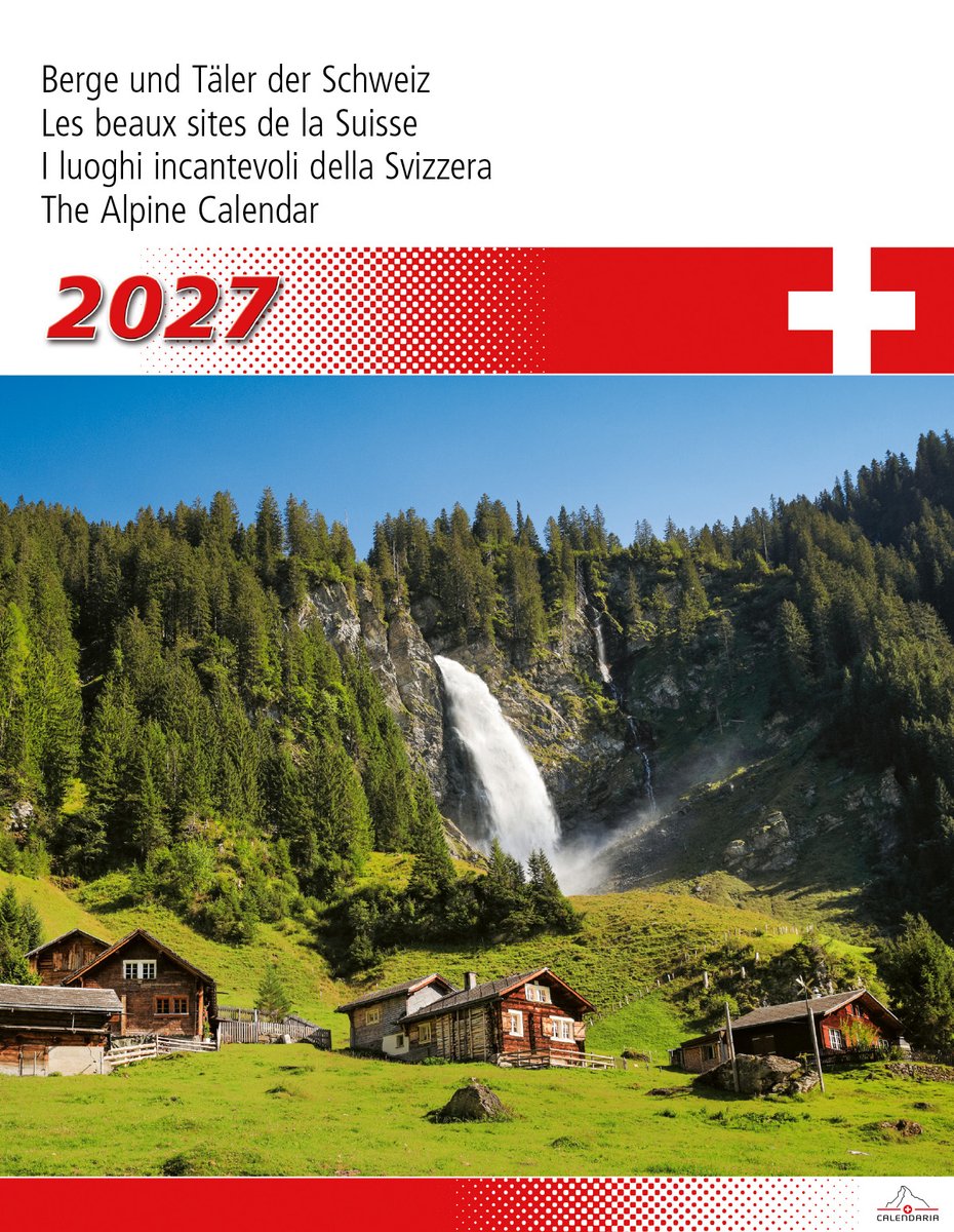 Calendaria - Wandkalender - Berge und Täler Schweiz 2027 - Zwitserland - Kalender - Formaat: 31 x 40 cm