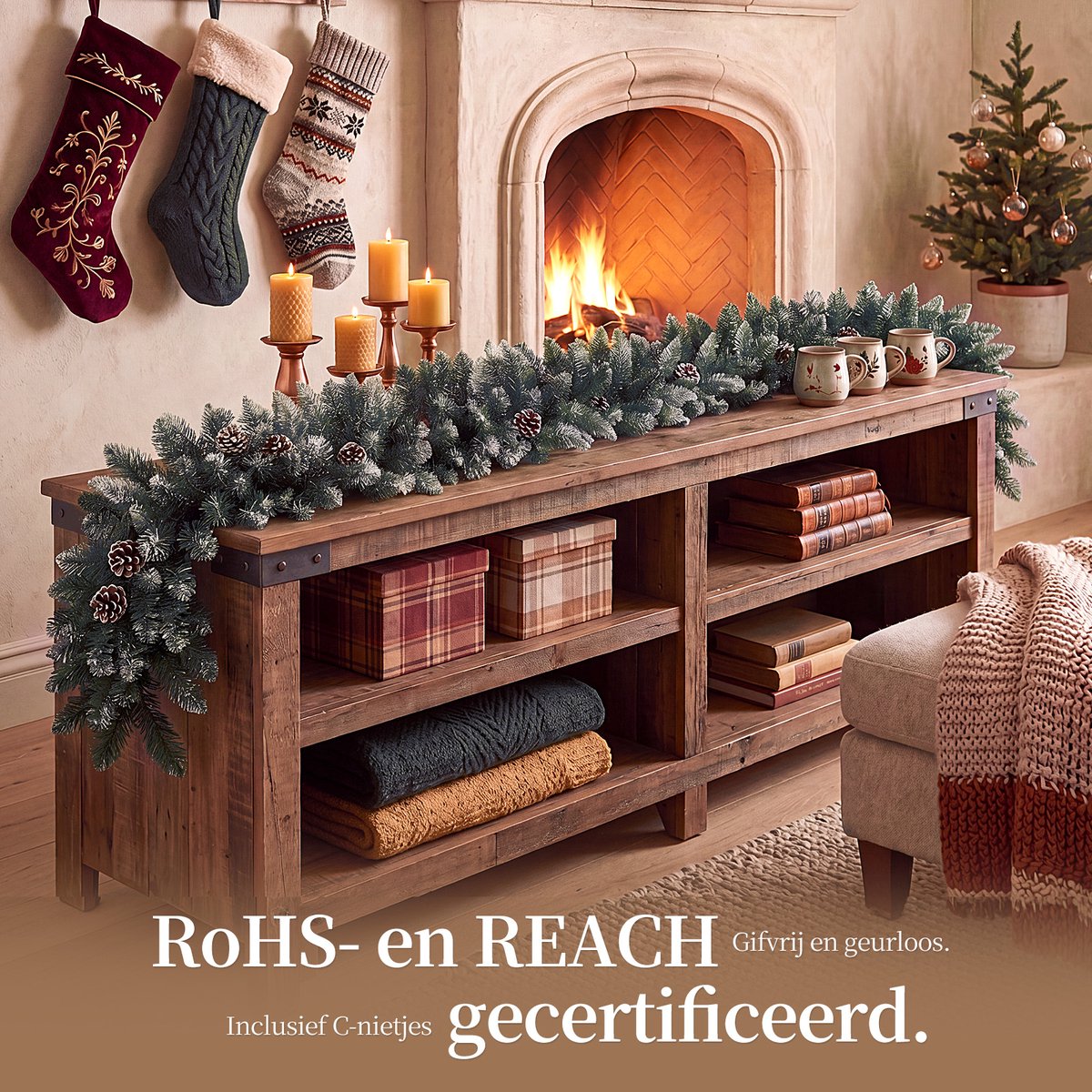 HOKEEPER Kerstguirlande 200 cm met Dennenappels – Witte PVC-naalden – foto 8