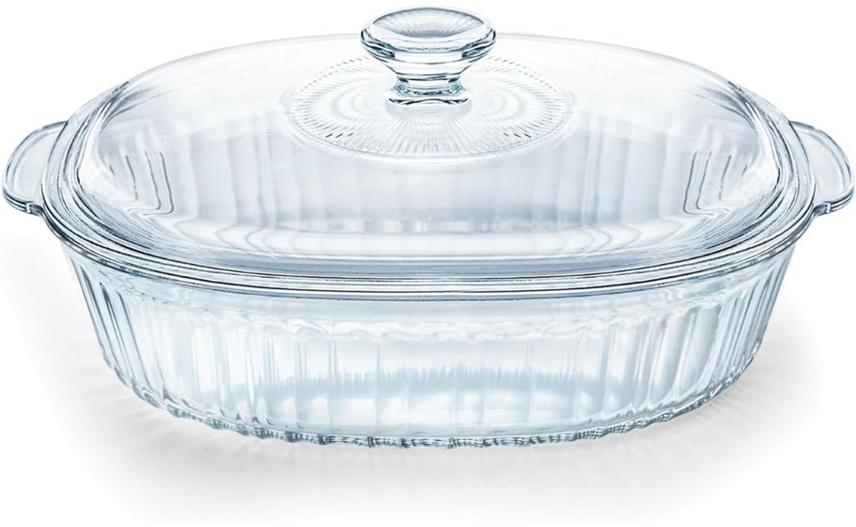 JCP® Ovenschaal met Deksel - Ovenschaal met Deksel Glas - Vaatwasserbestendig - Wit - 36cm x 28cm x 14cm