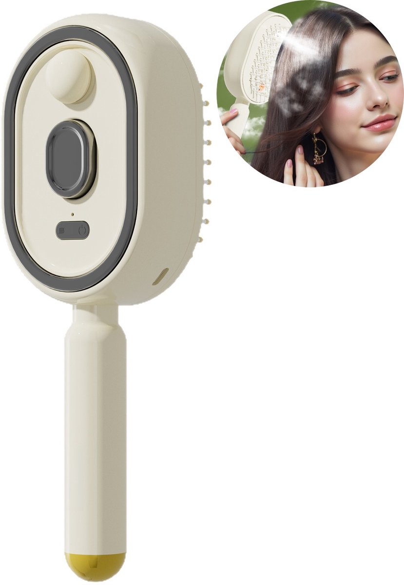 1 stuk - elektrische spray massagekam - airbag massagekam - verstuivingshaarborstel - zelfreinigend anti-knoop ontwerp - voor dagelijkse haarverzorging thuis en op reis - gebroken wit