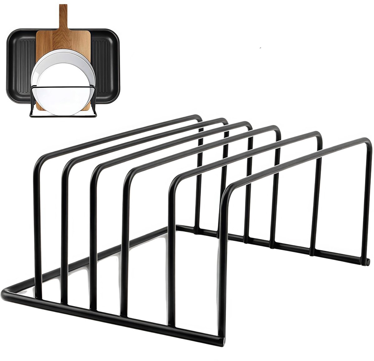 Snijplank Organizer - Metalen Houder met 5 Vakken - Keuken Opbergstandaard voor Snijplanken, Bakplaten, Dienbladen & Tablets - Ruimtebesparende Keukenopberger