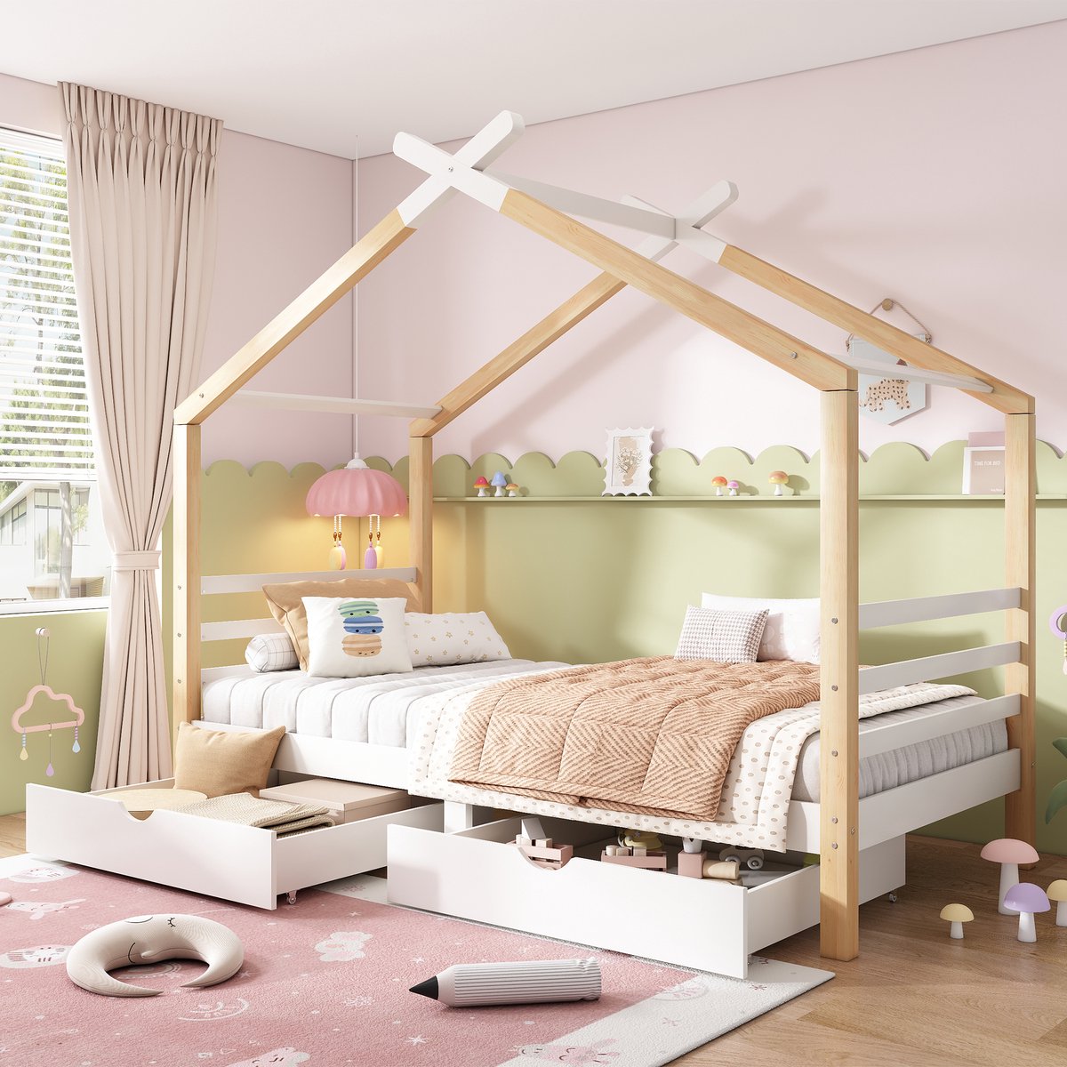 Bedframe - 90x200 Cm - Bed - Met Lattenbodem - Met Opbergruimte - USB C - Wit