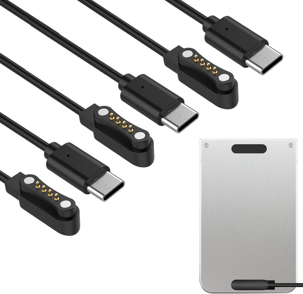 Casalora® 3 Stuks USB C Oplaadkabel Compatibel met PLAUD Note Pro AI/PLAUD Note AI Voice Recorder, Draagbare Magnetische Oplader, 1m Type C Oplaadkabel voor PLAUD Note AI Spraakrecorder - Zwart