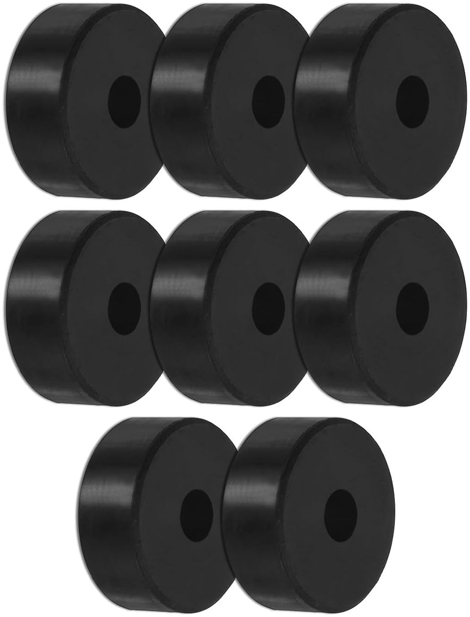 Set van 8 rubberen isolatieschijven, 38 mm, buitendiameter 10 mm, binnendiameter 15 mm dik, mechanische anti-vibratiepads, ronde rubberen schijven voor huishouden, zwart