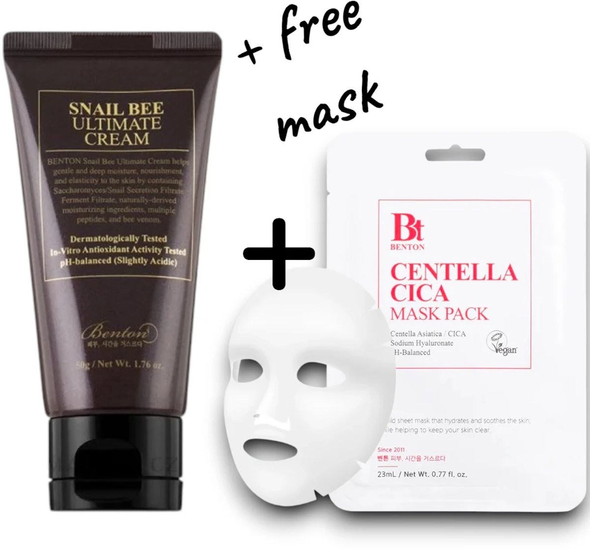 Benton - Snail Bee Ultimate Cream 50 g + Gratis Centella Sheet Mask-Korean Skincare