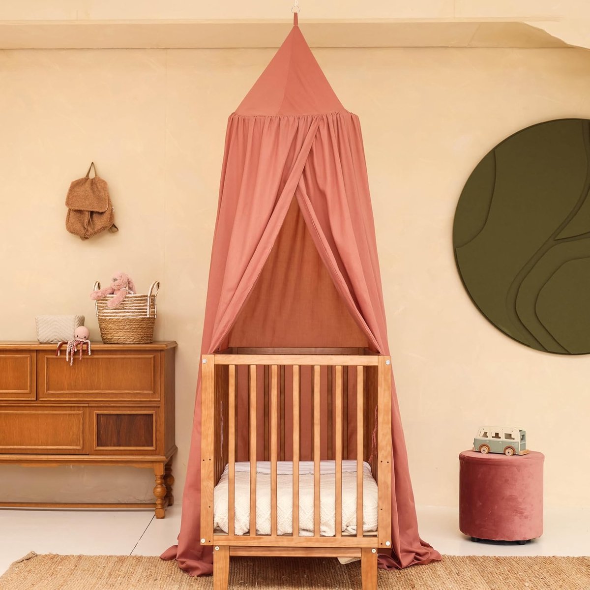 Bed Hemeltje voor Ledikant & Babykamer | Hangende Hemel Sluier | Klamboe voor Wieg & Kinderkamer | Rond Hemelbed voor Baby