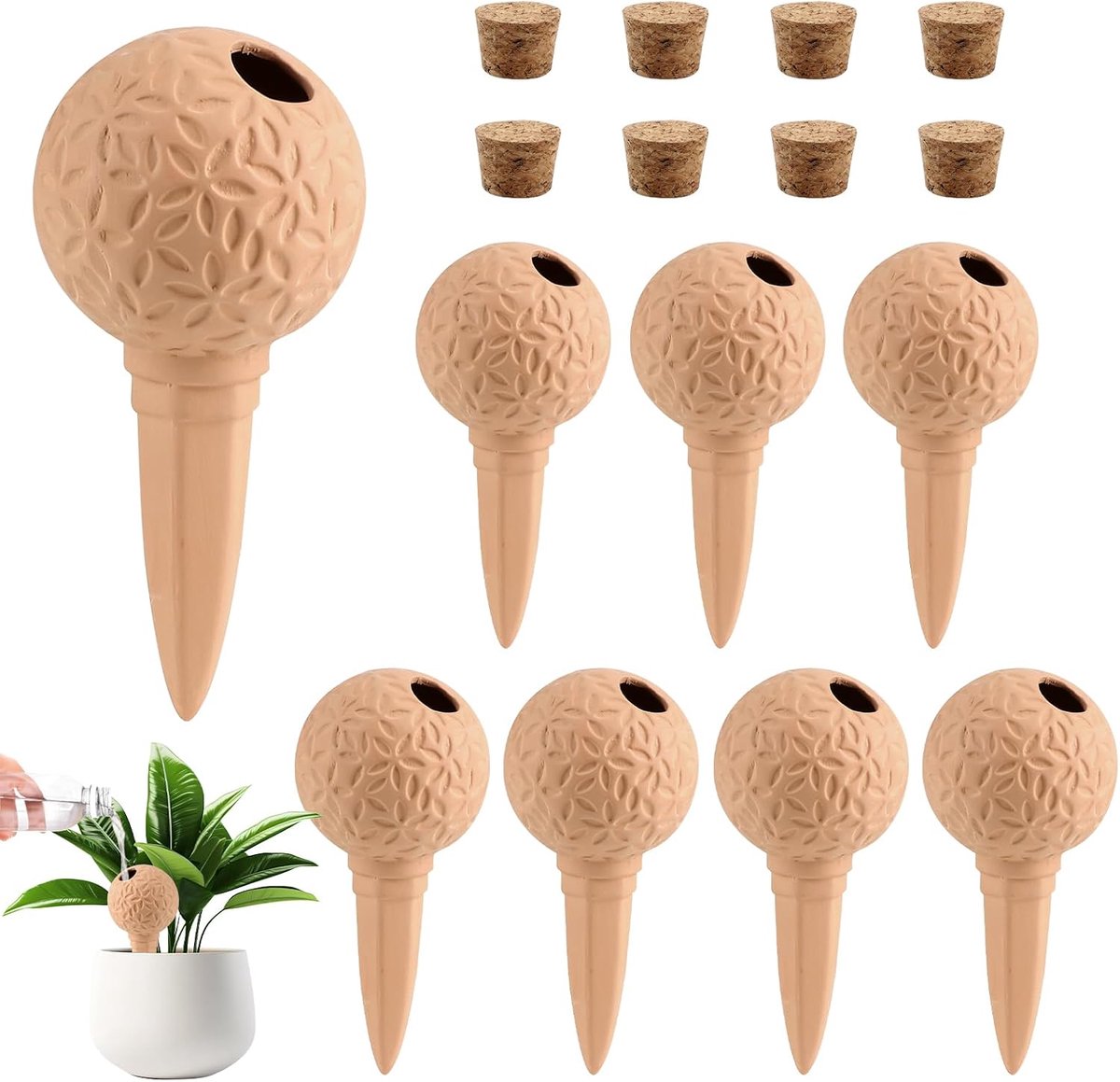 8 stuks kleikegels irrigatie 185 ml, bewateringsballen, klei plantenirrigatie, gietkegel voor zelfbewatering, waterdispenser, planten, vakantie, irrigatiesysteem voor balkon, potplanten