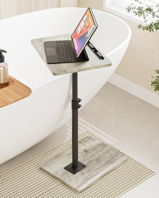 Bijzettafel, C-vorm, 360 graden roterende salontafel, klein, in hoogte verstelbare salontafel, 40 x 30 x (45-81) cm, houten koffietafel, laptoptafel voor slaapkamer, woonkamer, kantoor — afbeelding 3
