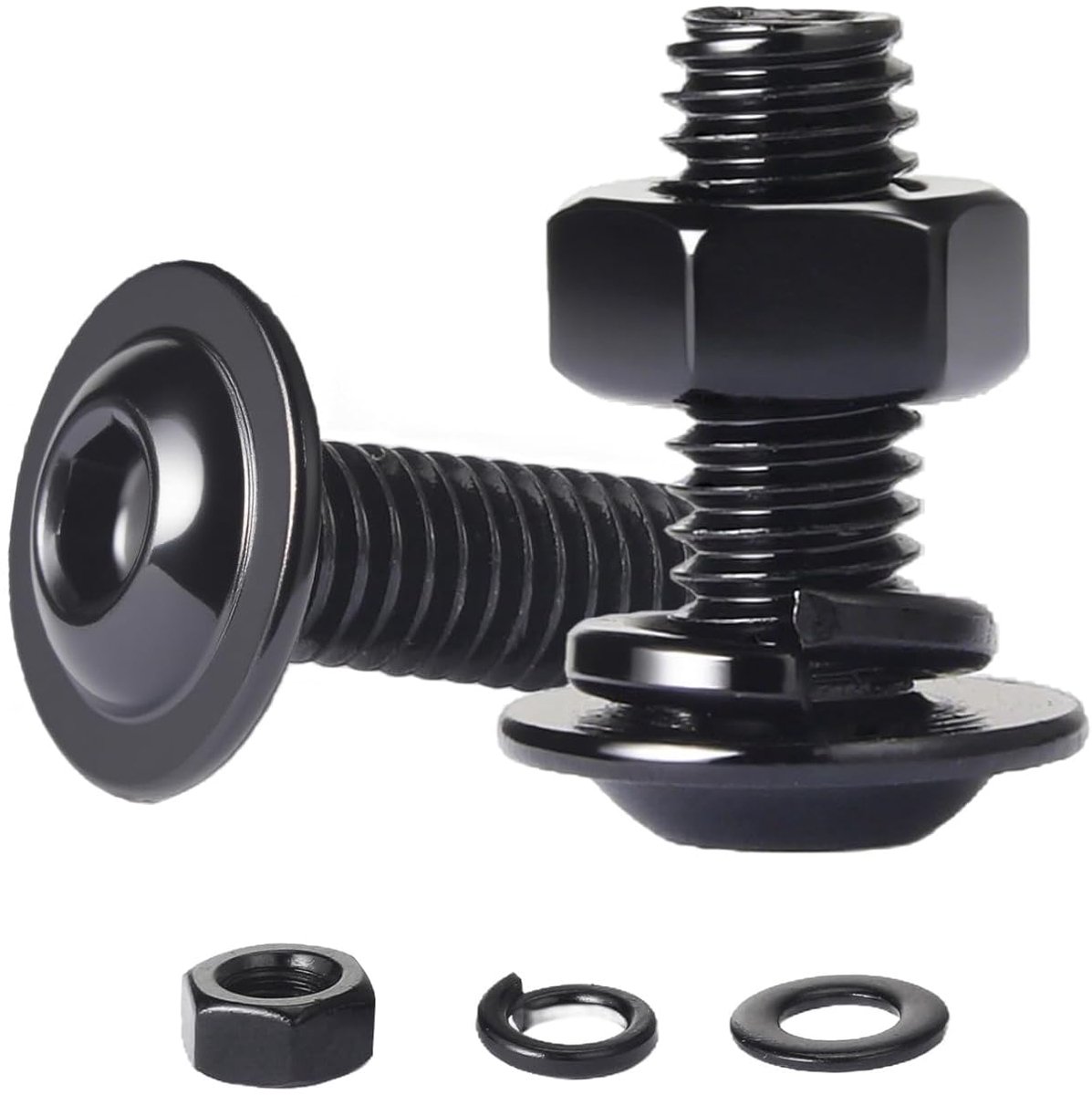 10 Stuks M5x12mm Binnenzeskantbouten Bolkopschroef Schroeven Set - Roestvrij Staal A2 V2A 304 - Zeskantmoer en Veerring - Sluitringen - Volledige Schroefdraad - voor Montage - Reparatie
