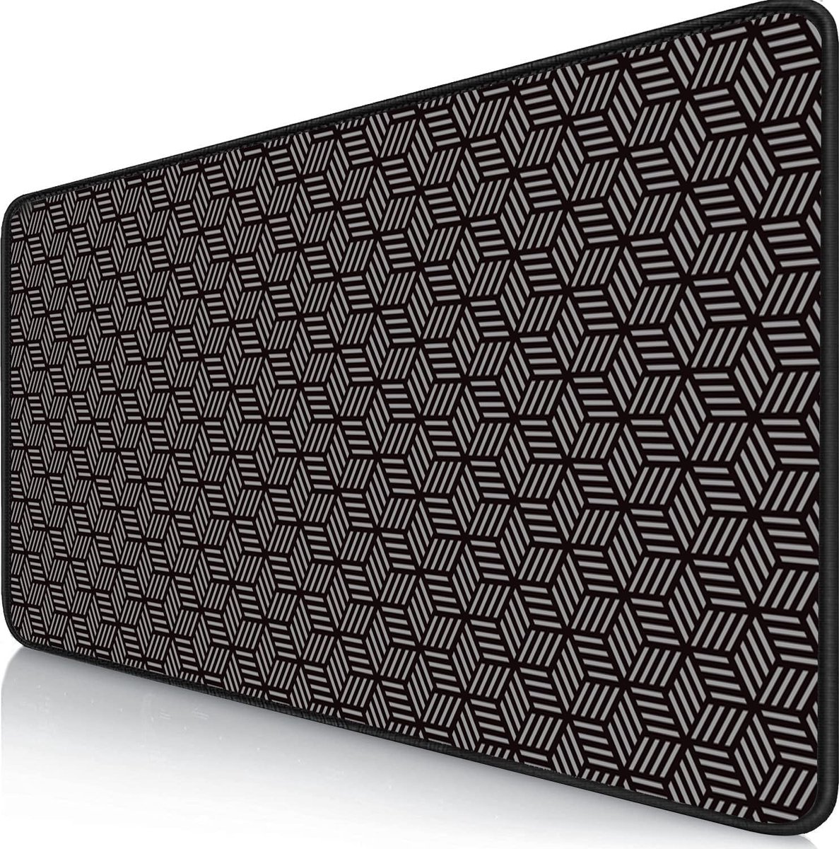 Gaming muismat XXL grote muismat met genaaide randen - waterdicht en antislip - verbetert precisie en snelheid - voor pc - MacBook (prisma's - 800x300mm)