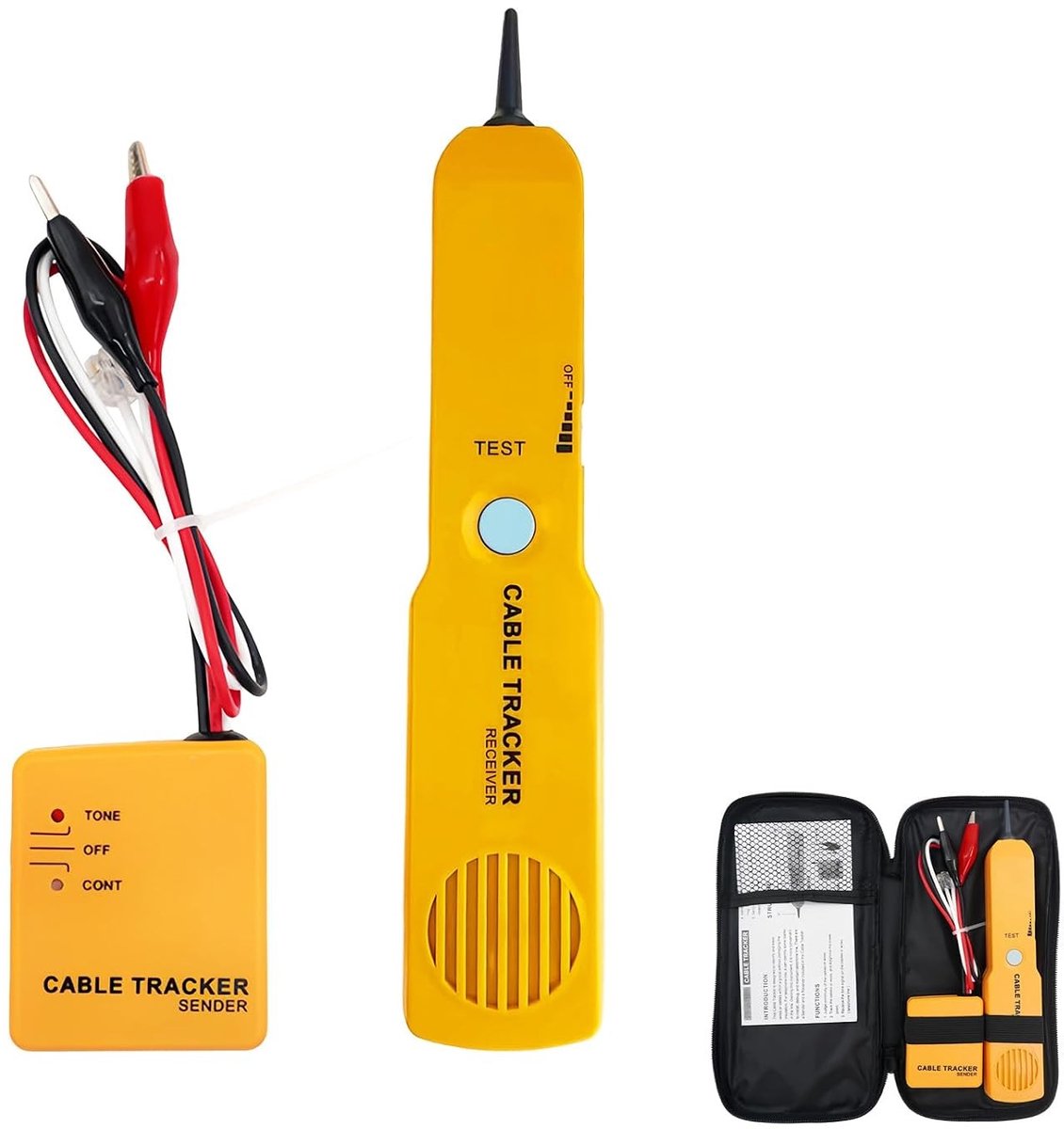 Kabeltracker en Tester - Multifunctioneel - Voor Elektrische Kabels en Telefoonkabels (RJ11) - Geschikt voor Professionals en Doe-het-Zelvers