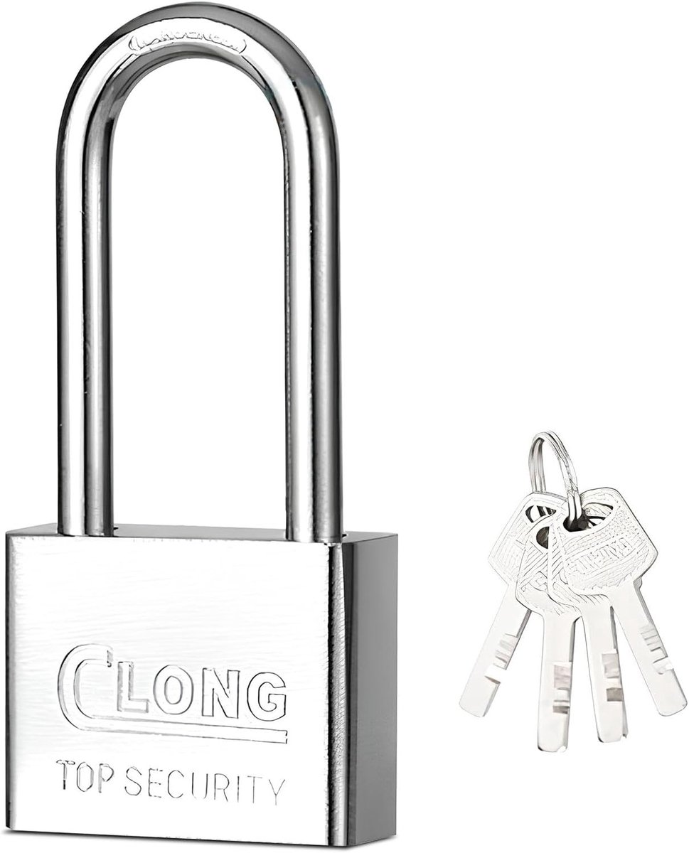 Hangslot met Sleutel - Verchroomd - 40 mm - Waterdicht en Duurzaam - Voor Garages en Magazijnen