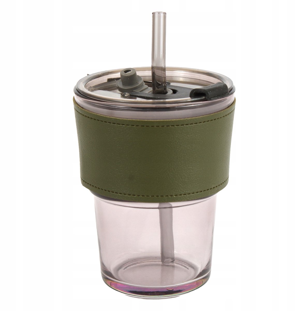 Glazen Thermische Mok met Rietje - 400 ml - Bruin