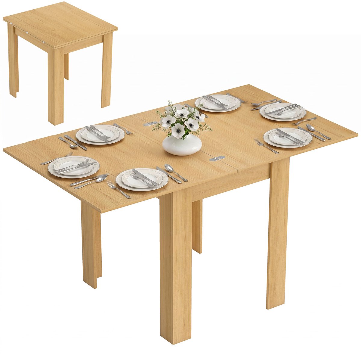 Sogiol® Uitschuifbare Eettafel - Moderne Eettafel voor 4-6 personen - Ruimtebesparend voor keuken en eetkamer