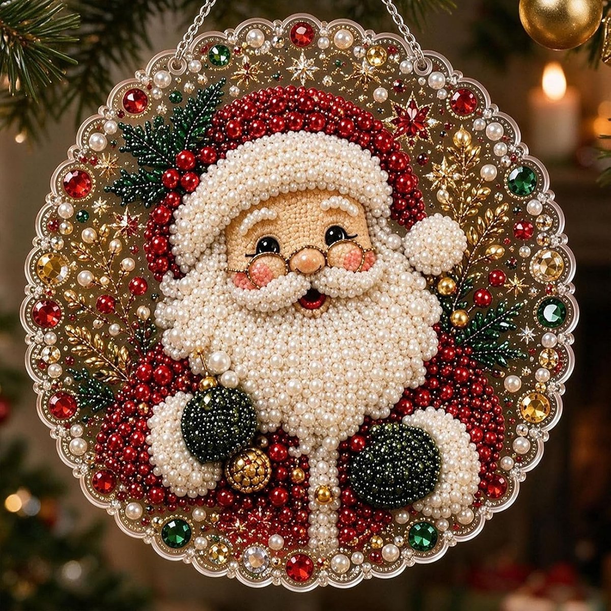 Ryoudavell - Kerst Parel Diamond Painting - DIY Kerst Decoratie - Creatieve Knutselset voor Volwassenen & Kinderen - Muurdecoratie - Kerstman