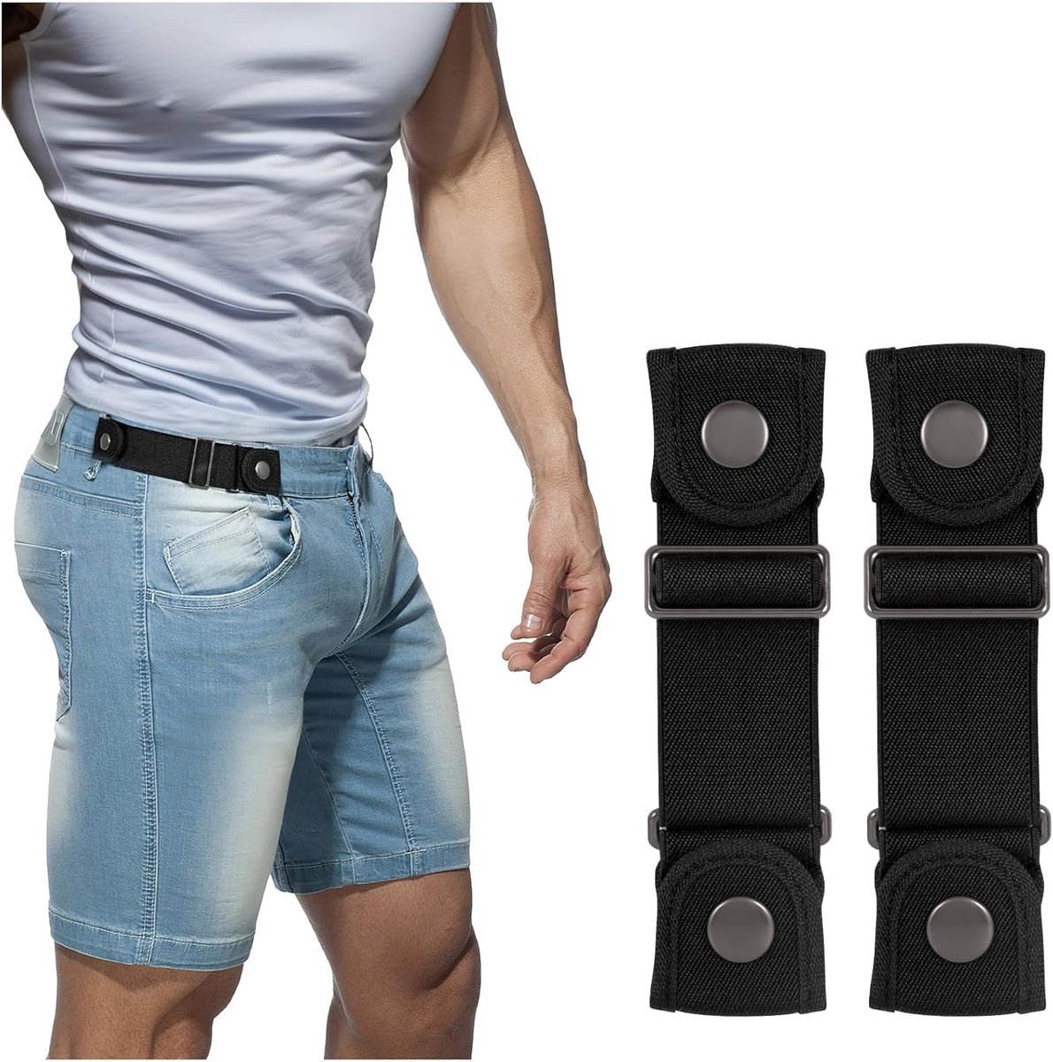 Riemen voor mannen vrouwen zijriem zonder gesp elastische stretch verstelbare riem onzichtbaar geen gesp riem