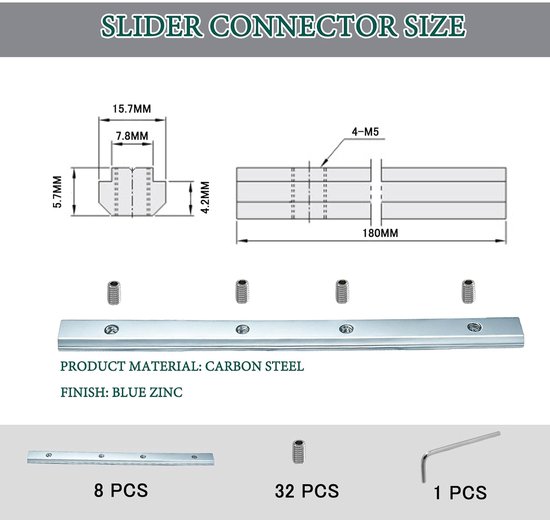 8 stuks afstandverbinders, 30 x 30, afstandverbinders, profielverbinder, aluminium profielverbinder, profielconnector, groef, koolstofstalen profielconnector voor T-groef uit de serie — afbeelding 3
