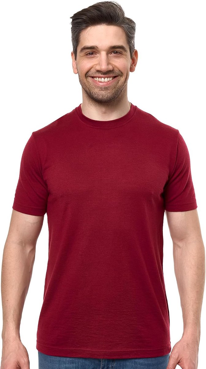 Wollen T-shirt voor heren - T-shirt met korte mouwen van merinowol voor heren, sportief, lichtgewicht, thermisch basislaagje, wandel-T-shirt