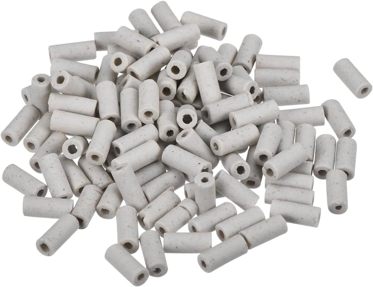 Keramische buis, geïsoleerde bescherming, elektronische kabelboom, thermische isolatie, 2 x 4 x 10 mm, 100 stuks