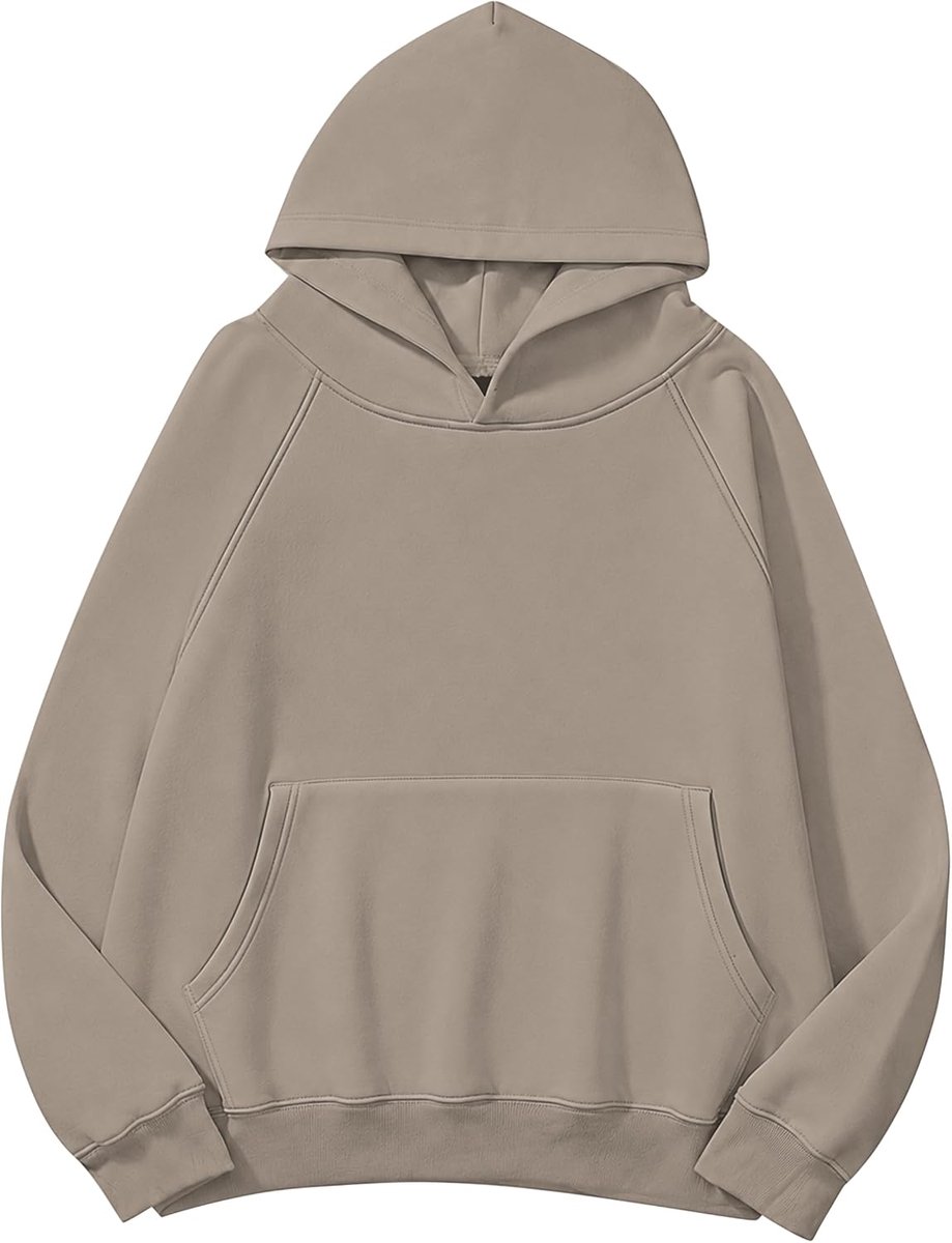 Vrouwen Solid Basic Fleece Letter Losse Hoodie Sweatshirt Lange Mouw Kangoeroe Pocket Drop Schouder Truien Top