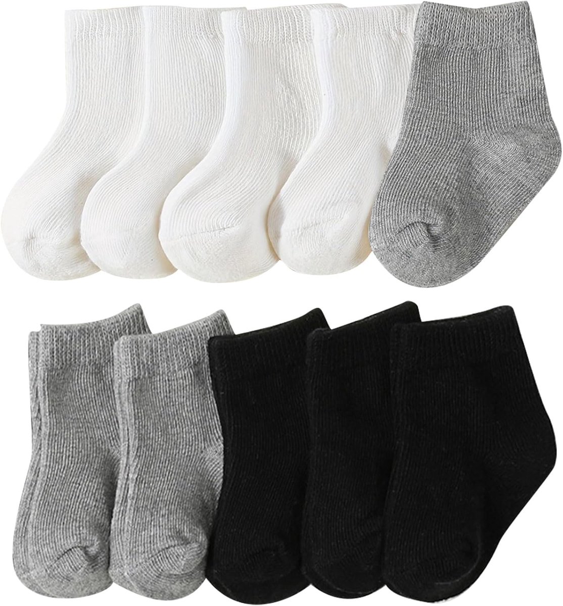 10 paar Baby Crew Socks Zachte Katoenen Sokken Elastische Baby Solid Kleuren Sokken voor Unisex Peuter