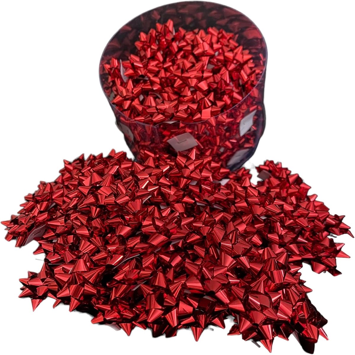 Coccarde sterstickers, verpakking van 100 stuks, rood, metallic, diameter 3,5 cm, stickers 2 cm x Kerstmis, Valentijnsdag, verjaardag, afstuderen en andere feesten.