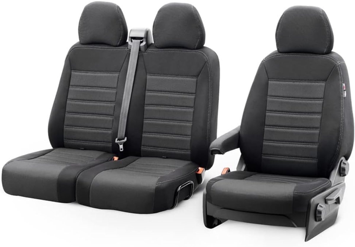 Design Stoffen Stoelhoezenset 2+1 kompatibel met Volkswagen T6 2015-2022 (met armsteun op bank)
