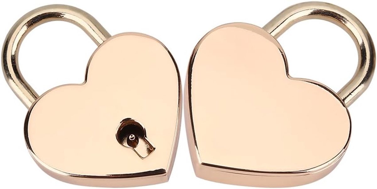 2 Stks Metalen Hangslot Sloten Mini Hartvorm Vintage Stijl Gouden Slot Met Sleutels voor Dagboek Boek Bagage Valentine Gift