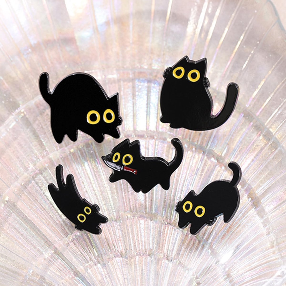 10 spelden voor katten en levensmiddelen, grappige cartoonbroches, schattige decoratieve broches, spelden voor kleding, decoratieve reversspeldjes voor tassen, Eén maat