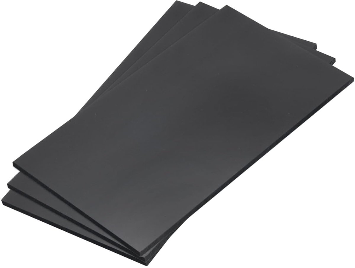 Zwarte ABS-kunststof plaat 18 x 10 x 1,4 cm voor bouwmodellen, doe-het-zelf handwerk, panelen, verpakking van 3 stuks