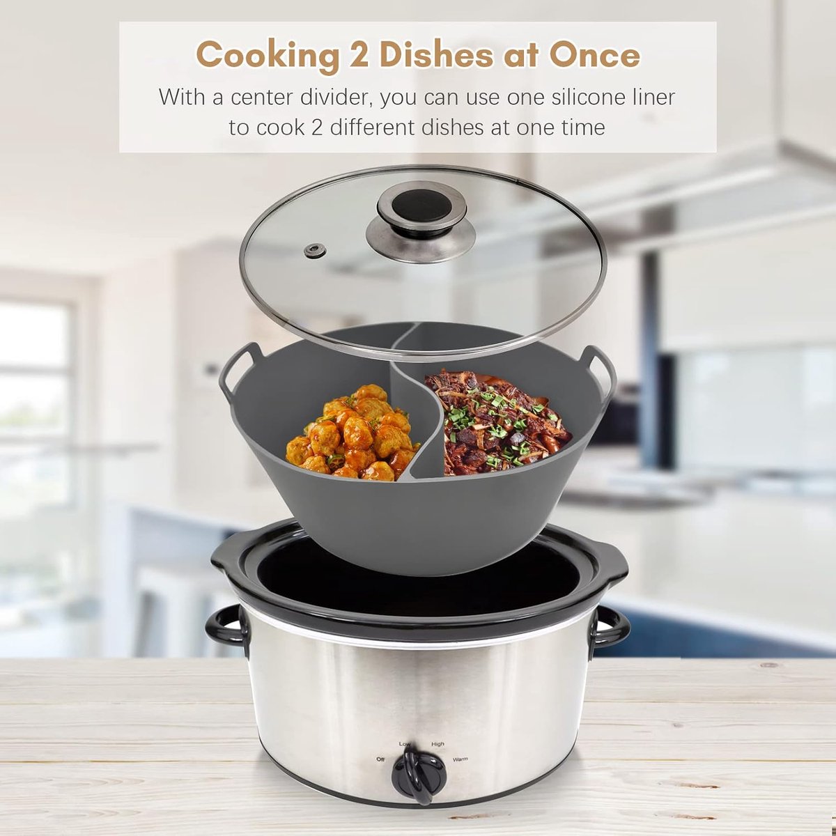 Slowcooker Liners - Crock Pot - Koken Twee Gerechten - Met Middenverdeler - 2 Stuks - Blauw – foto 5