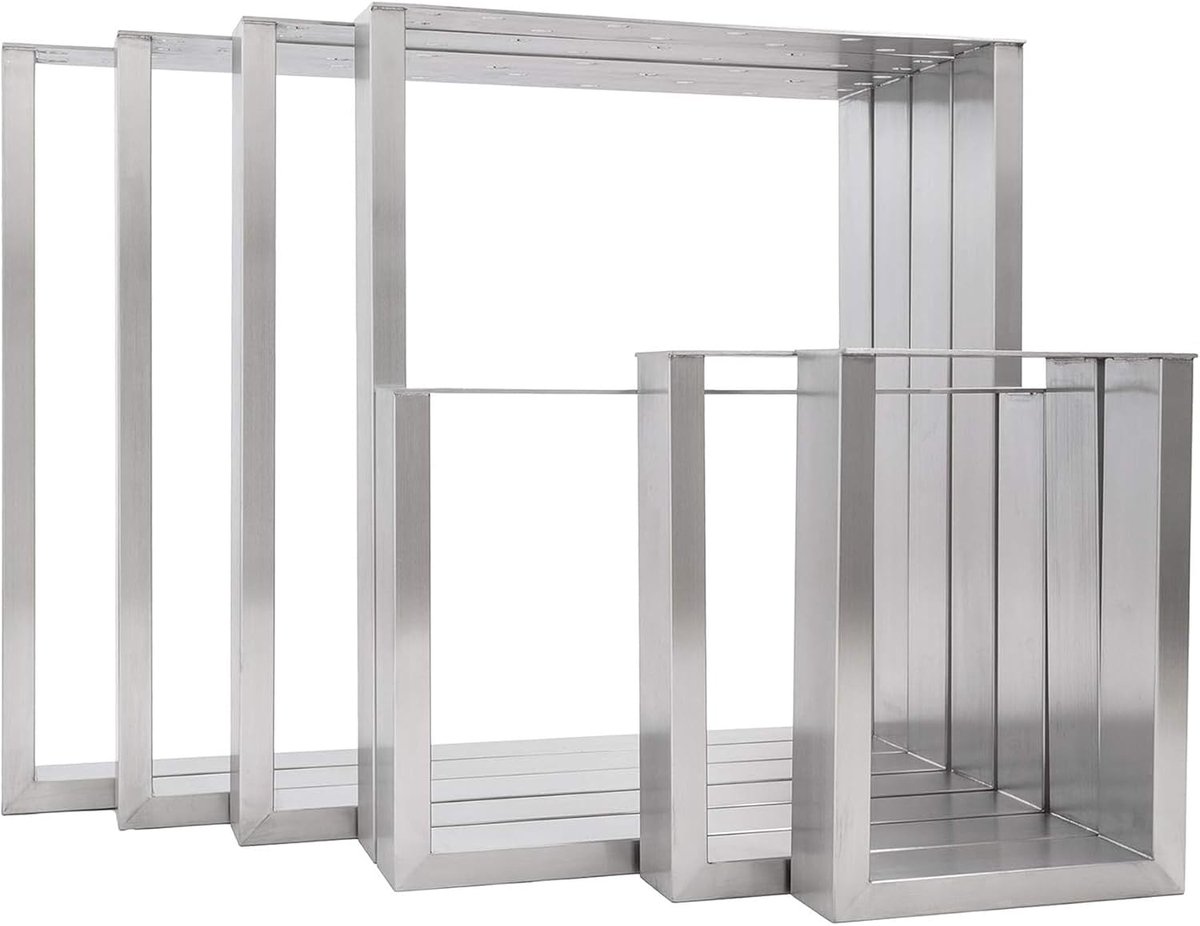Goods Berlin 2x Tafel-Onderstel RECHTHOEK Roestvrij Staal | Eenvoudige Montage | Metalen Tafel-Poten | Meubel-Poten voor DIY-projecten zoals Eettafel, Bureau, Salontafel, Bank | 30x43cm