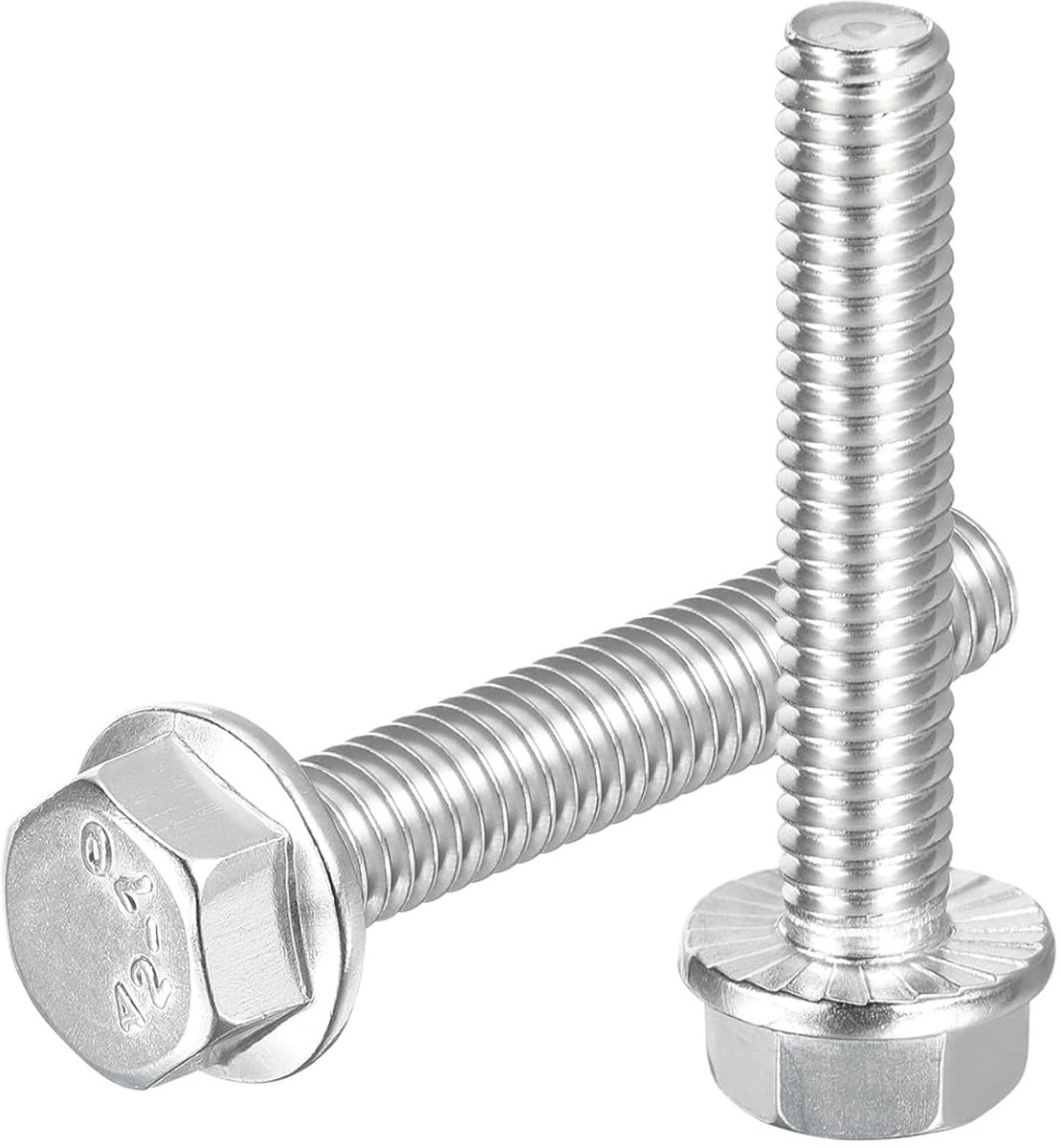 15 stuks 5/16 18 x 1 3/4" zeskantschroeven met flenskop, 304 roestvrij stalen zeskantschroeven, aandrijfschroeven, 5,8 klasse voor machineindustrie, huishoudelijke apparaten, zilver