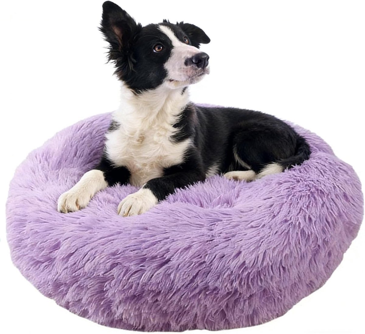 Behaaglijk donut, hondenbed, kattenbed, rond, wollig, hondenbedden, wolk voor kleine en middelgrote honden, Ø 60 cm, lila