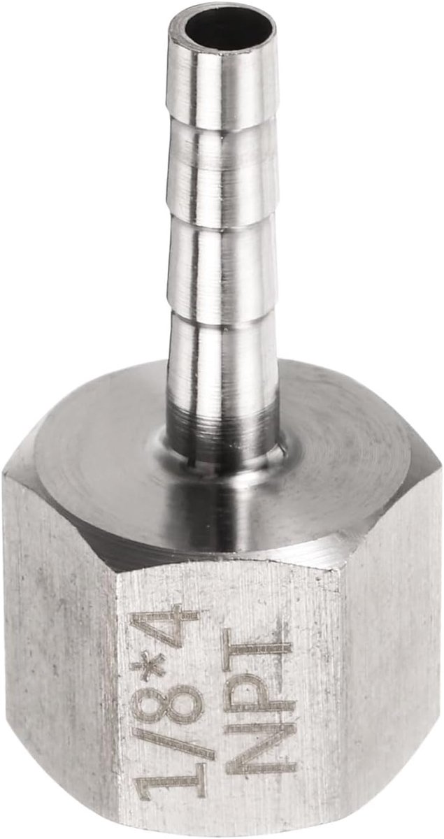 Roestvrij stalen verbindingsstuk 1/8 inch NPT vrouwelijk A 1/8 inch ID slang voor directe aansluiting voor buizen Home Brew robuuste constructie
