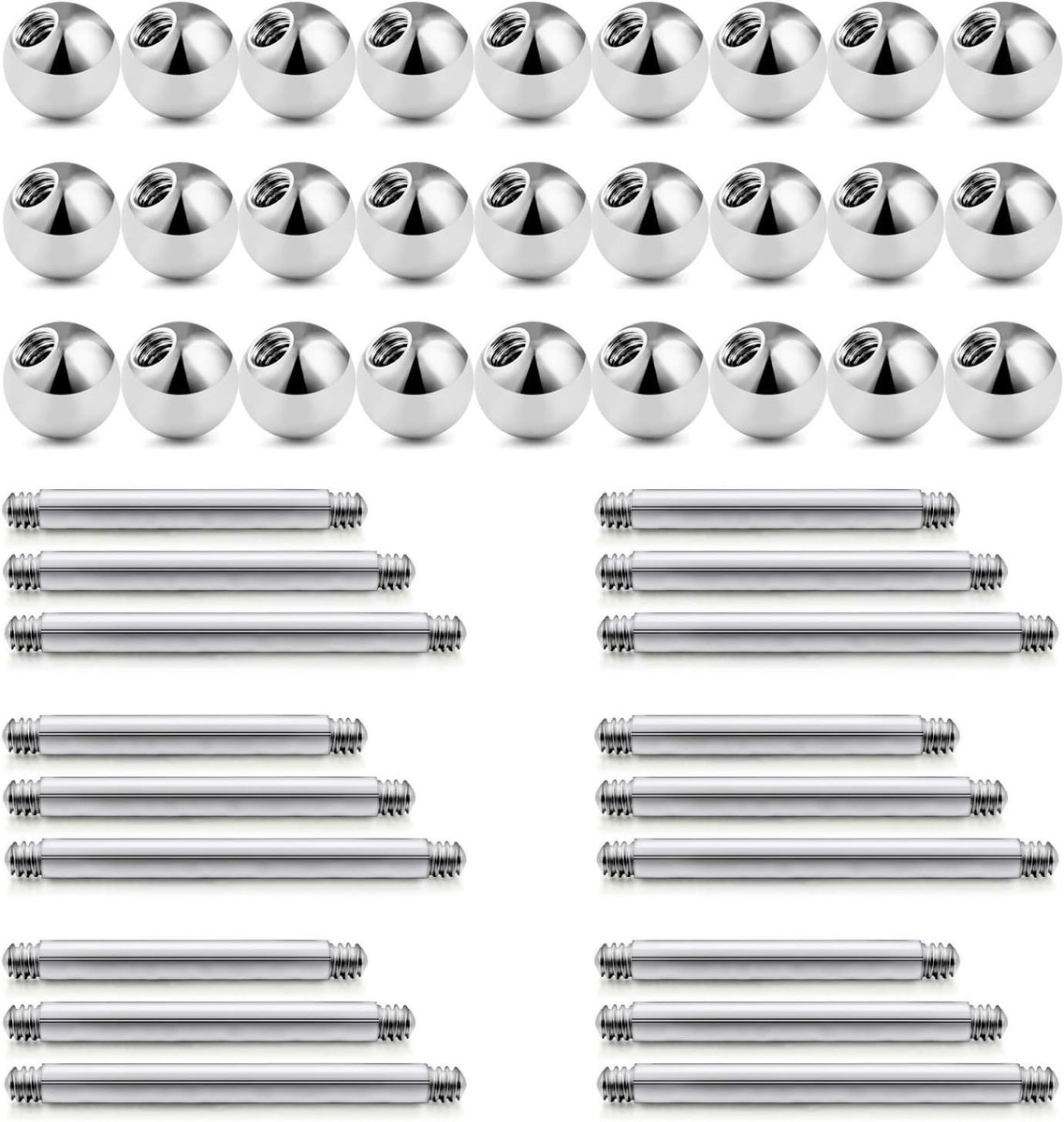 30 stuks 14 g chirurgisch staal acryl vervangende piercingballen voor tongpiercing en navelpiercing 5 mm