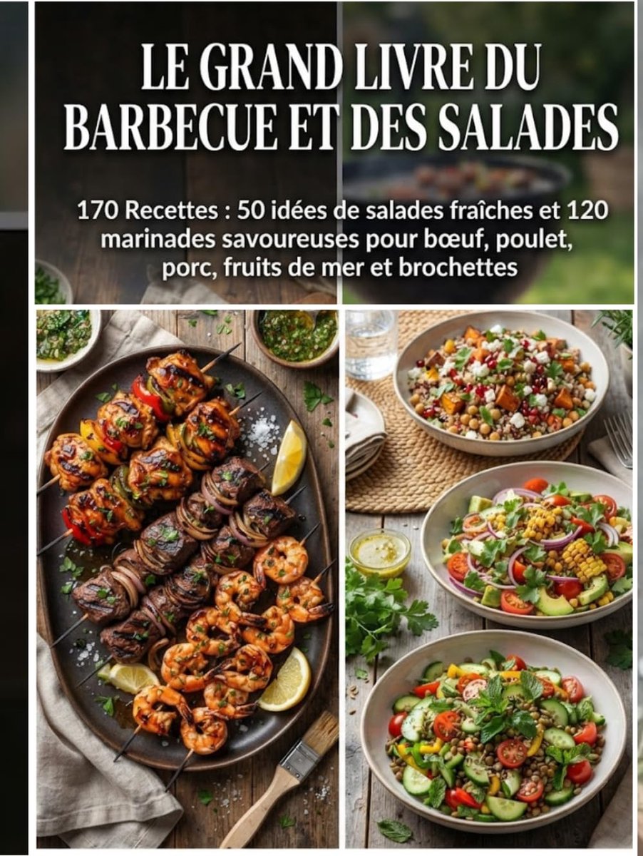 Barbecue et des Salades: 170 Recettes : 50 idées de salades fraîches et 120 marinades savoureuses pour bœuf, poulet, porc, fruits de mer et brochettes